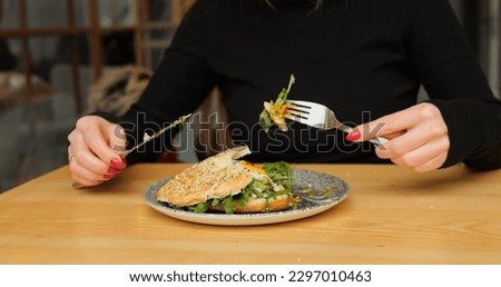 Similar – Foto Bild Anonyme Frau isst stilvolles Dessert mit Löffel