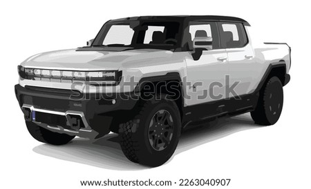 red huge big large truck pickup car art 3d 4x4 electric eco vector suv mpv template element sign ev H1 H2 H3 symbol logo isolated vector graphic design illustration
