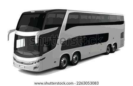 bus luxury vip first class travel vacation tourism tour public route modern art design vector template isolated white background double high large decker 3d