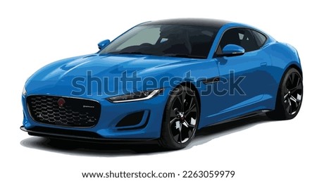 Luxury premium high class realistic sedan coupe sport colour blue elegant new 3d f type car urban electric power style model business work modern art design vector template isolated background