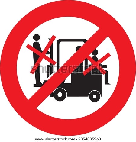 prohibido, no juegue en o con el montacargas, riesgo de caida, peligro de lesion, precaucion, prohibited, do not play on or with forklift, fall hazard, injury hazard, precaution 