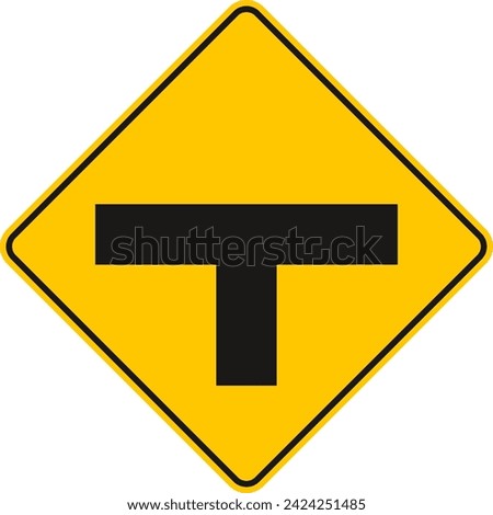 T Intersection ahead,Traffic Sign , Vector, symbol, transport icon