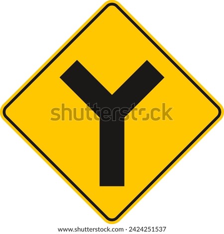 Y Intersection ahead,Traffic Sign , Vector, symbol, transport icon
