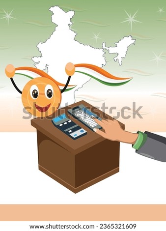 Indian Election Conceptual Illustration with Person Casting his Vote through EVM - Right to Vote