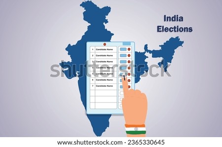 Indian Elections Illustration with Citizen Casting Vote on Electronic Voting Machine 