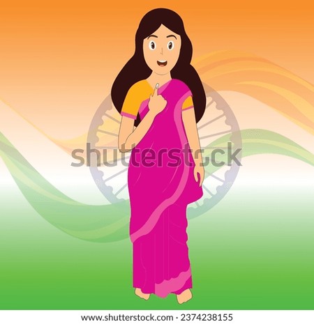 Indian Female Voter Showing her Index Finger - Right to Vote Concept 
