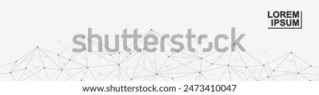 Global network connection website header or banner design. Abstract background with connecting dots and lines. Global business. Social network communication. Internet technology. Vector illustration