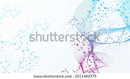 Structure molecule and communication Dna, atom, neurons. Science concept for your design. Connected lines with dots. Medical, technology, chemistry, science background. Vector illustration