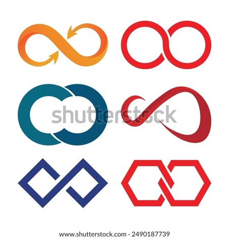 Vector set of infinity logo design template. Colorful abstract infinity sign symbol.