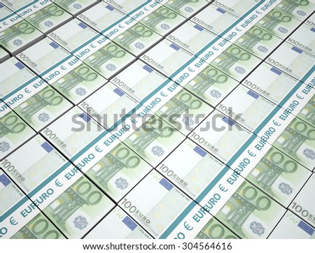100 Euros money bundles background