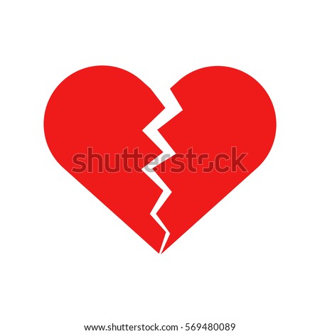 Flat icon broken heart isolated on white background. Vector illustration.
