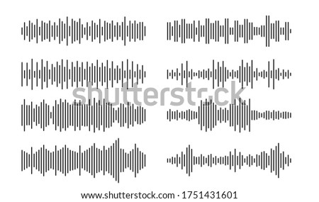 Soundwave line, audio, sound wave. Design sound spectrum, equalizer template. Music vibration element. Vector illustration EPS 10 