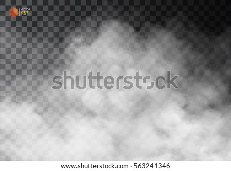 Fog or smoke isolated transparent special effect. White vector cloudiness, mist or smog background. Vector illustration