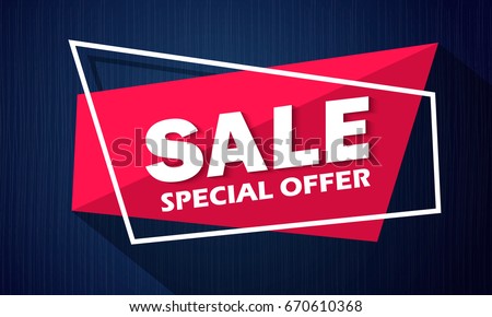 Super Sale and special offer. 50% off. Vector illustration. Coloured banner