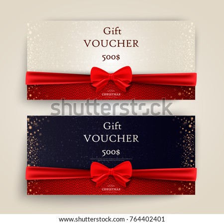 Christmas and New Year Gift Voucher, Discount Coupon Template Vector Illustration EPS10