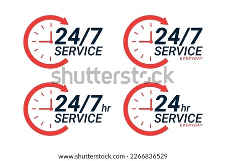 24 hours service everyday clock with arrow icon