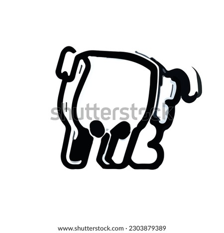 Sticker Mule white outline. flat vector illustration
