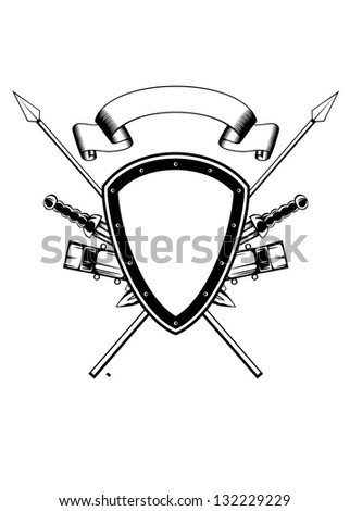 Vector Illustration Frame With Board, Swords And Spears - 132229229 ...