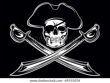 Piracy Flag With Skull And Crossed Sabres Stock Vector Illustration ...