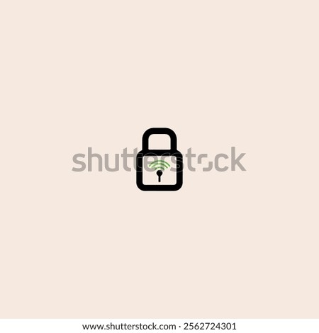 Wifi lock icon flat vector design.