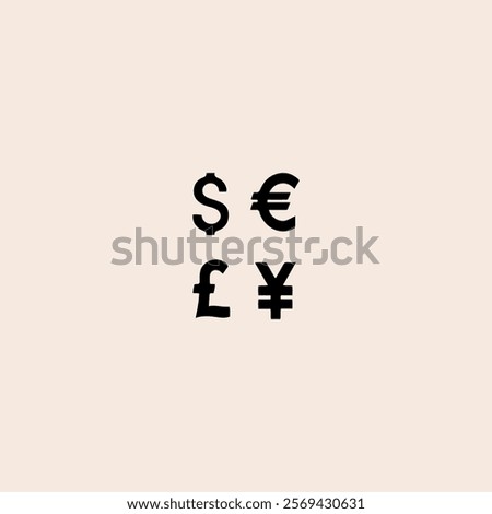 Dollar, Euro, Pound and Yen currency, USD, EUR, GBP and JPY money sign symbols icon flat vector design.