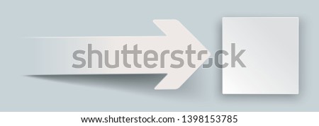 Gray arrow with white square on the gray background. Eps 10 vector file.
