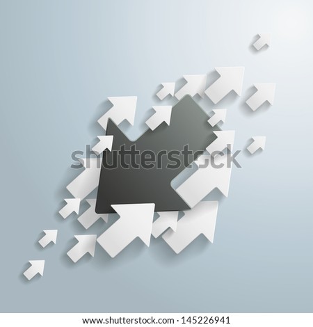 Black and White arrows on the grey background. Eps 10 vector file.