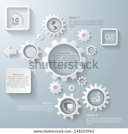 White gears on the grey background. Eps 10 vector file.