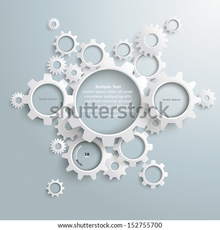 White gears with on the grey background. Eps 10 vector file.
