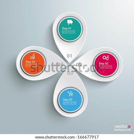 White markers with circle on the grey background. Eps 10 vector file.