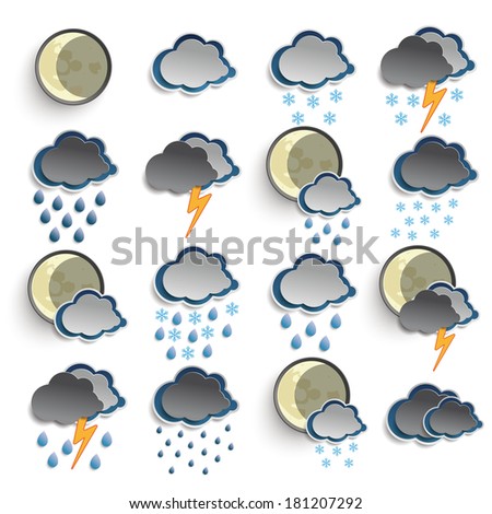 Night weather icons on the white background. Eps 10 vector file.