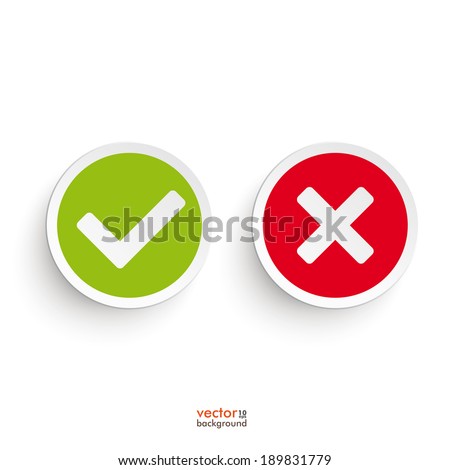 Yes and no round icons on the white background. Eps 10 vector file.