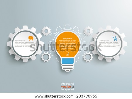 Bulb with gears on the grey background. Eps 10 vector file.