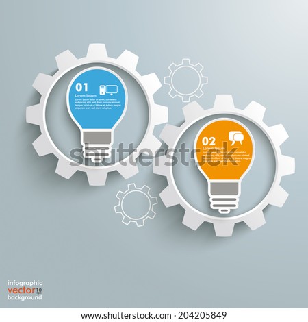 Gear machine with 2 bulbs on the grey background. Eps 10 vector file.