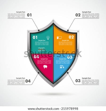 Infographic with protection shield on the white background. Eps 10 vector file.