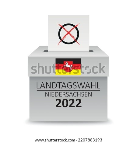 German Text Landtagswahl Niedersachsen 2022, translate state elections Lower Saxony 2022.  Eps 10 vector file.