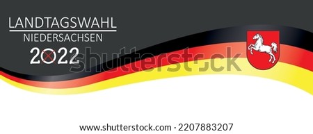 German Text Landtagswahl Niedersachsen 2022, translate state elections Lower Saxony 2022.  Eps 10 vector file.