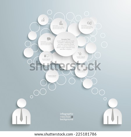 White speech bubble circles on the grey background. Eps 10 vector file.