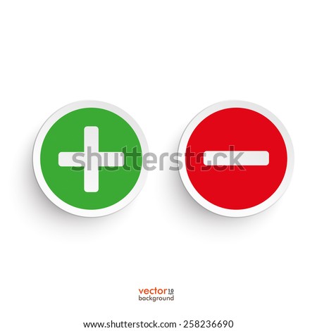 Pro and contra round icons on the white background. Eps 10 vector file.