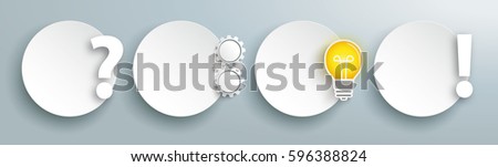 Circles with question, gears, idea bulb and exclamation mark. Eps 10 vector file.