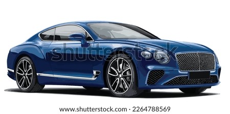blue Luxury premium high class realistic sedan coupe sport colour white elegant new 3d car urban electric power style model lifestyle business work modern art design vector template isolated backgroun