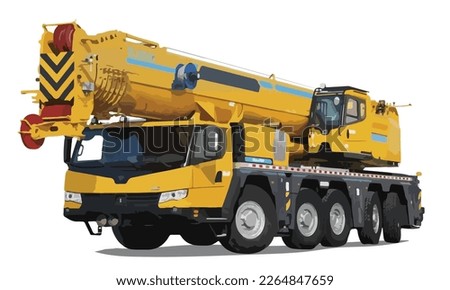 truck crane art design vector template power big truck yellow heavy hydraulic car cargo work industry 