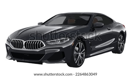 Luxury premium realistic sedan coupe sport colour black elegant new 3d car urban electric m series power style model lifestyle business work modern art design vector template isolated background