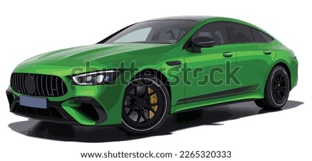 Luxury premium realistic sedan coupe sport colour green elegant new 3d car urban electric c s e 300 class power style model gt 53 business work modern art design vector template isolated backgrou