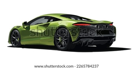Luxury premium high class realistic sedan coupe sport colour green elegant P1 720s 3d car urban electric power style model lifestyle business work modern art design vector template isolated background
