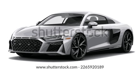 Luxury premium realistic sedan coupe sport colour silver elegant new 3d car urban electric rs r8 class power style model lifestyle business work modern art design vector template isolated background