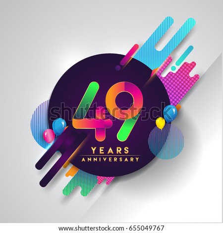 49th years Anniversary logo with colorful abstract background, vector design template elements for invitation card and poster your forty-nine celebration.