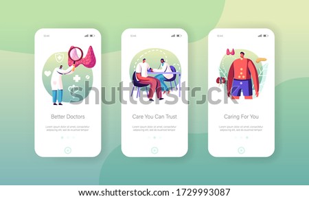 Endocrinology, Hormone Diseases and Disbalance Mobile App Page Onboard Screen Template. Doctors Characters Patient Endocrine System Treatment, Medicine Aid Concept. Cartoon People Vector Illustration