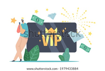 Male Character in Gold Crown Use Gold Plastic Bank Card for Getting Privileged Services. Rich Man Membership in Luxury Club for Very Important Persons, Celebrity Lifestyle. Cartoon Vector Illustration