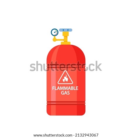 Gas Cylinder Isolated Icon. Petroleum Safety Fuel Metal Tank of Flammable Liquid, Helium Butane Acetylene Object. Equipment for Safe Butane and Propane, Oxygen Balloon. Cartoon Vector Illustration 商業照片 © 